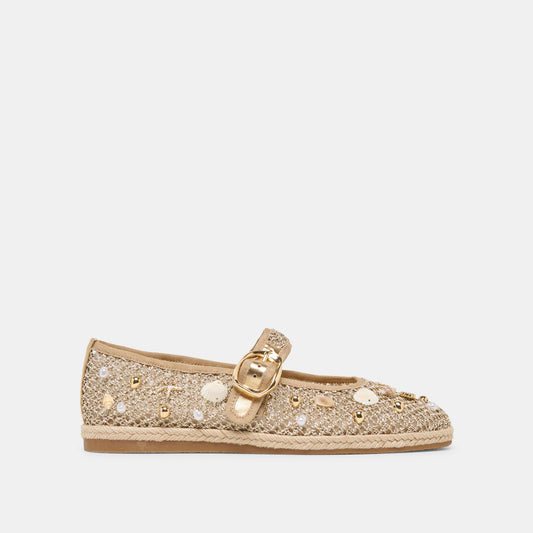 Dolce Vita SHOES | Ralph Gold Beaded Raffia Ballet Flats