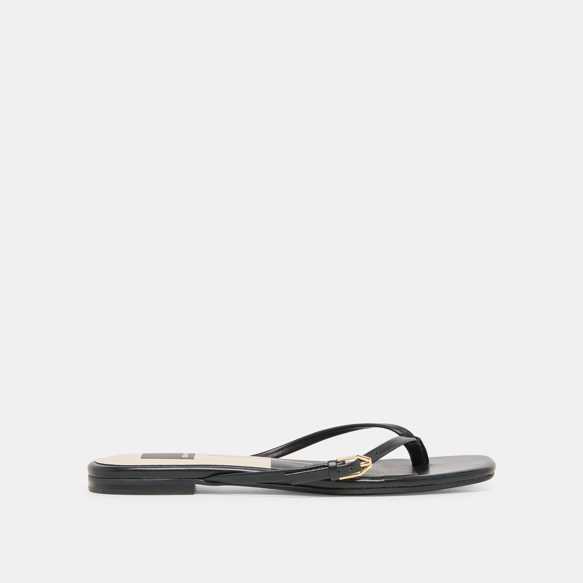 Dolce Vita SHOES | MALTA Black Leather Buckle Flip-Flop Sandals