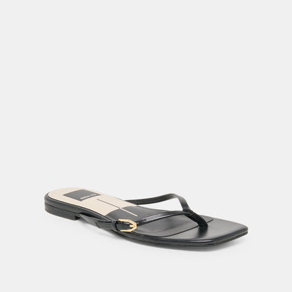 Dolce Vita SHOES | MALTA Black Leather Buckle Flip-Flop Sandals
