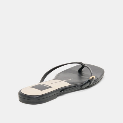 Dolce Vita SHOES | MALTA Black Leather Buckle Flip-Flop Sandals