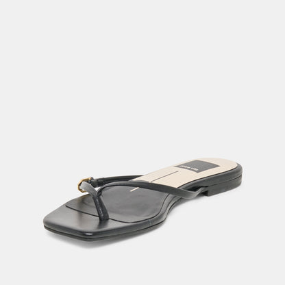 Dolce Vita SHOES | MALTA Black Leather Buckle Flip-Flop Sandals
