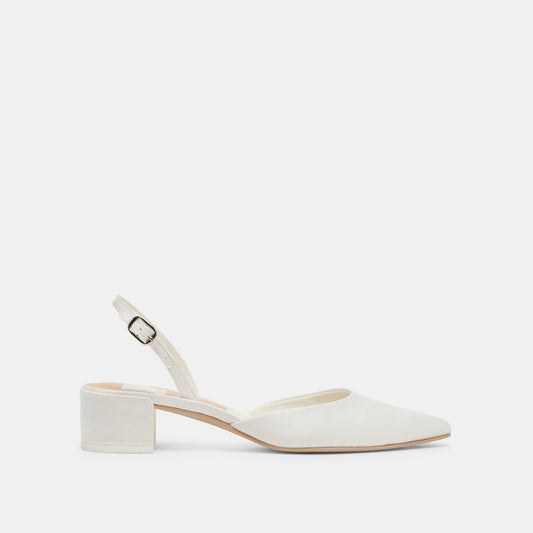 Dolce Vita SHOES | Carel Wide True White Satin Heels