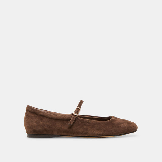 Dolce Vita SHOES | Reyes Wide Dk Brown Suede Ballet Flats