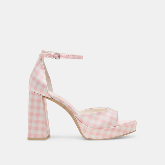 Dolce Vita SHOES | Pandro X Byrdie Golf Pink Plaid Gingham Wide Heels