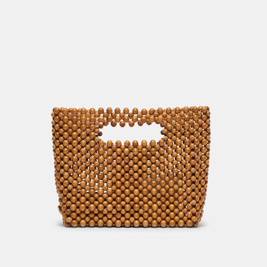 Dolce Vita HANDBAGS | LINZY Natural Wood Top-Handle Handbag with Crossbody Strap