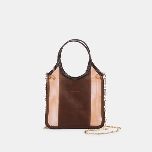 Dolce Vita HANDBAGS | SYLVENE Chocolate Mesh Removable Crossbody Handbag