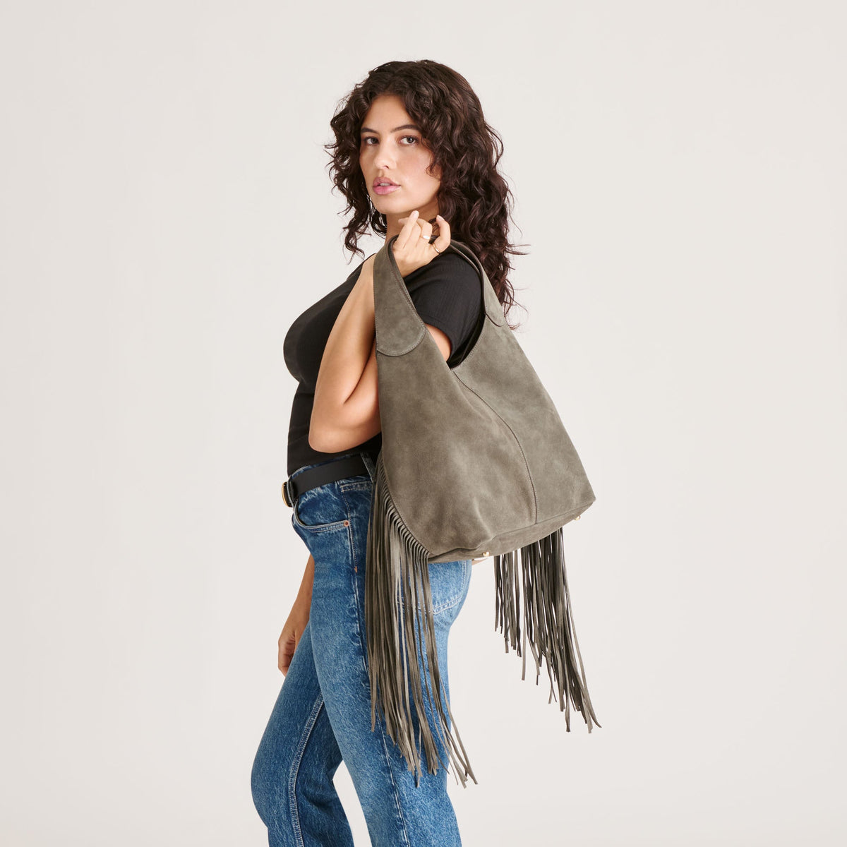 Dolce Vita HANDBAGS | Nakoma Olive Suede Shoulder Bag