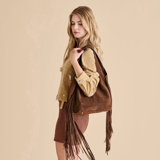 Dolce Vita HANDBAGS | Nakoma Chocolate Suede Shoulder Bag